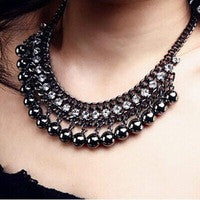 Antique vintage Black Balls Crystal Necklace - gothicstate