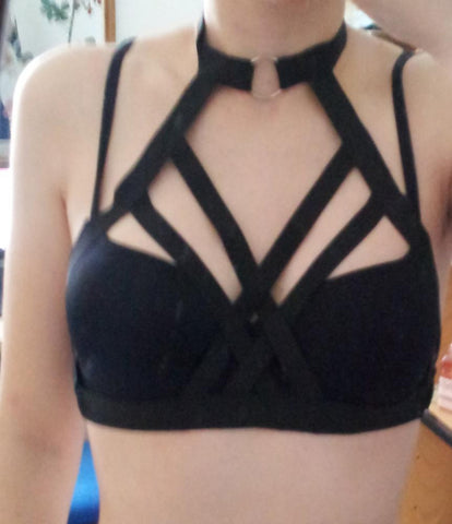 Black Harness Cage Bra Exotic Apparel - gothicstate