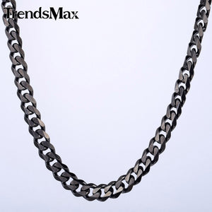 3/5/7/9/11mm CUSTOMIZE Length Stainless Steel Necklace Black Curb Cuban Chain - gothicstate