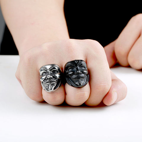 Fawkes Mask V for Vendetta Ring - gothicstate