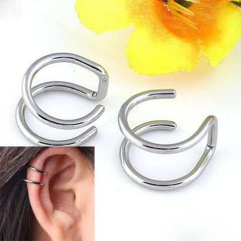 2 Pcs/set Simple Ear Clip Cuff Wrap Earrings - gothicstate