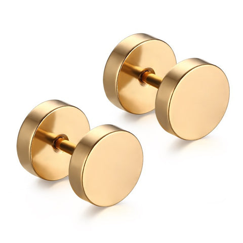 Double Sided Round Bolt Stud Earrings For Men - gothicstate