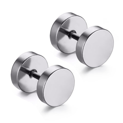 Double Sided Round Bolt Stud Earrings For Men - gothicstate