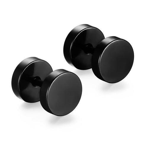 Double Sided Round Bolt Stud Earrings For Men - gothicstate