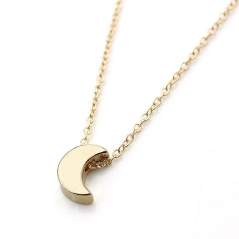 Minimalist Crescent Moon Silver Gold  Long Necklace - gothicstate