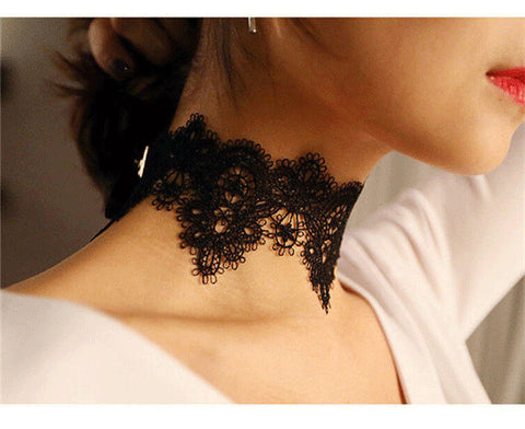 Black Lace Gothic Chokers Vintage Necklace - gothicstate