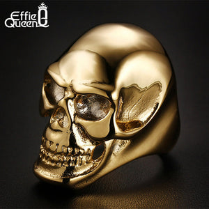 Gothic Men's Biker Stainless Steel Ring / Gold Skull Finger Rings - gothicstate