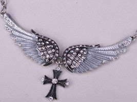 Angel Wing Cross Necklace Women Biker Jewelry - gothicstate