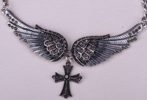 Angel Wing Cross Necklace Women Biker Jewelry - gothicstate