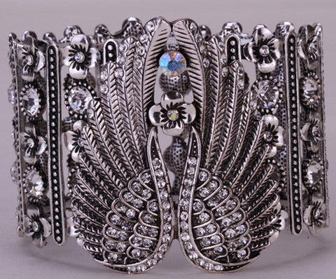 Angel Wings Stretch Cuff Bracelet For Women Bikers - gothicstate