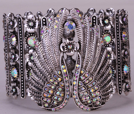 Angel Wings Stretch Cuff Bracelet For Women Bikers - gothicstate