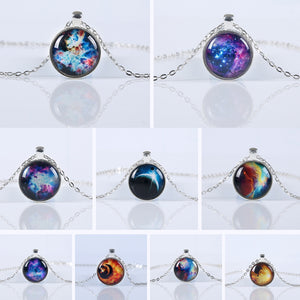 Galaxy Necklaces Nebula Space Glass Cabochon Pendants - gothicstate