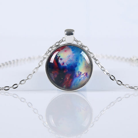 Galaxy Necklaces Nebula Space Glass Cabochon Pendants - gothicstate