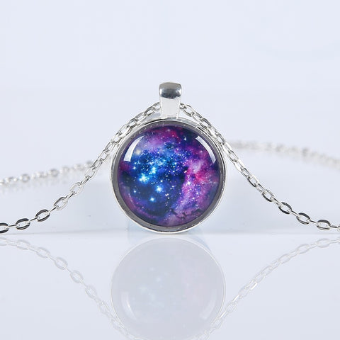 Galaxy Necklaces Nebula Space Glass Cabochon Pendants - gothicstate