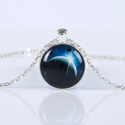 Galaxy Necklaces Nebula Space Glass Cabochon Pendants - gothicstate