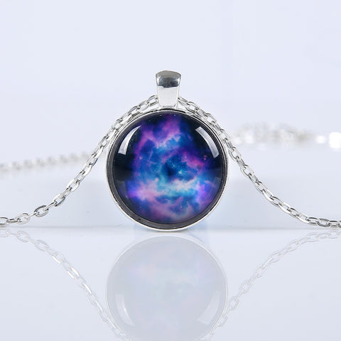 Galaxy Necklaces Nebula Space Glass Cabochon Pendants - gothicstate