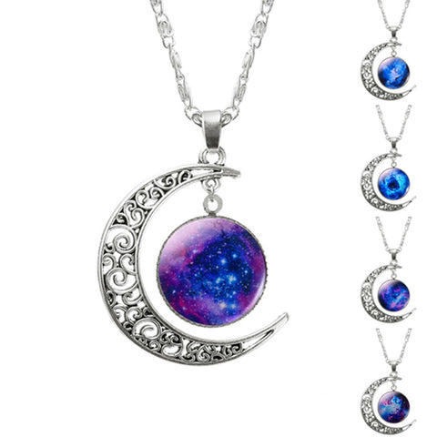 1 Pcs Hollow Moon & Glass Galaxy Statement Necklaces - gothicstate