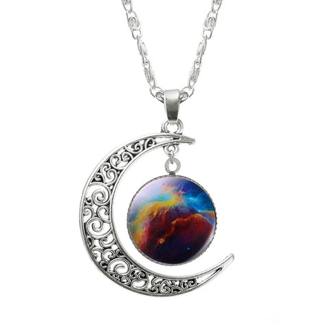 1 Pcs Hollow Moon & Glass Galaxy Statement Necklaces - gothicstate