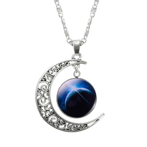 1 Pcs Hollow Moon & Glass Galaxy Statement Necklaces - gothicstate