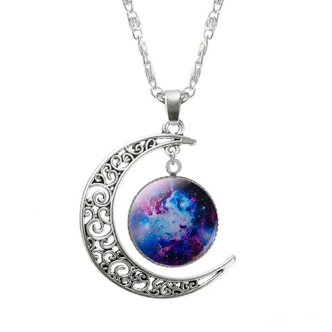 1 Pcs Hollow Moon & Glass Galaxy Statement Necklaces - gothicstate