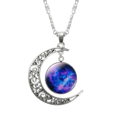 1 Pcs Hollow Moon & Glass Galaxy Statement Necklaces - gothicstate