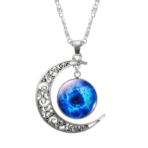 1 Pcs Hollow Moon & Glass Galaxy Statement Necklaces - gothicstate