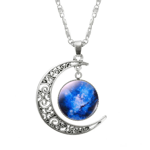 1 Pcs Hollow Moon & Glass Galaxy Statement Necklaces - gothicstate