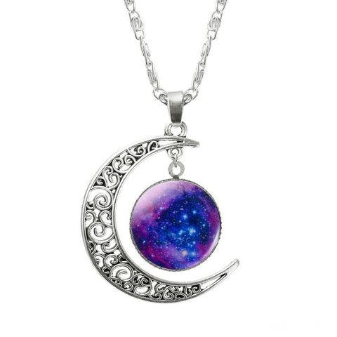 1 Pcs Hollow Moon & Glass Galaxy Statement Necklaces - gothicstate