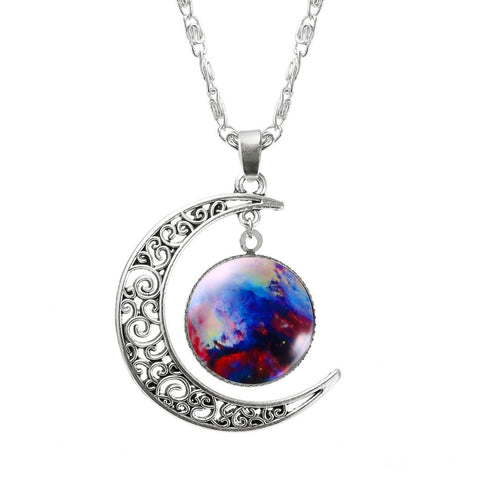 1 Pcs Hollow Moon & Glass Galaxy Statement Necklaces - gothicstate