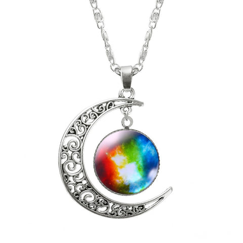 1 Pcs Hollow Moon & Glass Galaxy Statement Necklaces - gothicstate