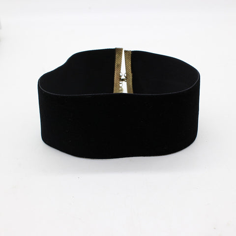 Black Velvet Choker  90's Necklace Plain Ribbon Retro - gothicstate