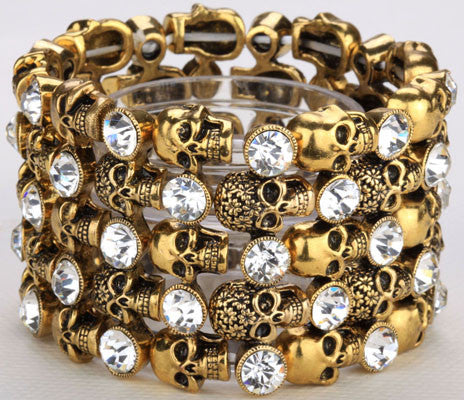 Skull Skeleton Stretch Bracelet for Women Bikers - gothicstate