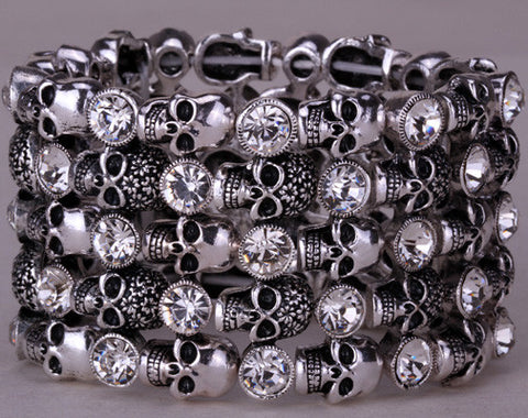 Skull Skeleton Stretch Bracelet for Women Bikers - gothicstate