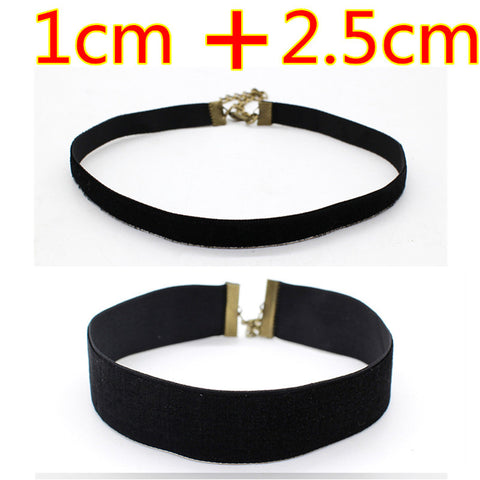 2PCS Punk Ribbon round Black Velvet Choker - gothicstate