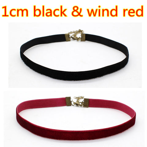 2PCS Punk Ribbon round Black Velvet Choker - gothicstate