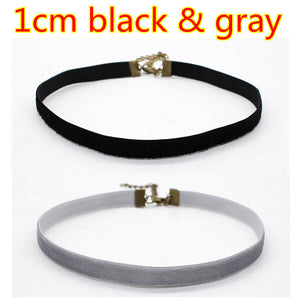 2PCS Punk Ribbon round Black Velvet Choker - gothicstate