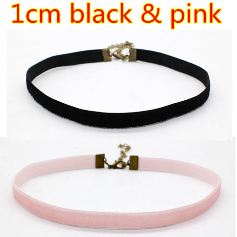 2PCS Punk Ribbon round Black Velvet Choker - gothicstate