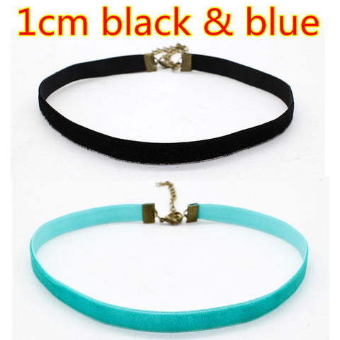 2PCS Punk Ribbon round Black Velvet Choker - gothicstate