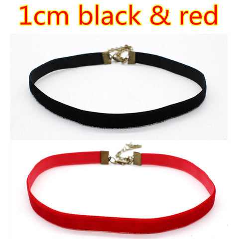 2PCS Punk Ribbon round Black Velvet Choker - gothicstate