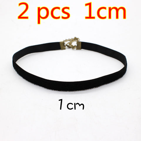 2PCS Punk Ribbon round Black Velvet Choker - gothicstate