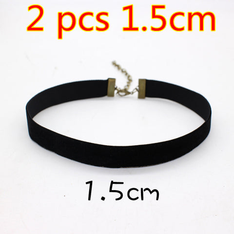 2PCS Punk Ribbon round Black Velvet Choker - gothicstate