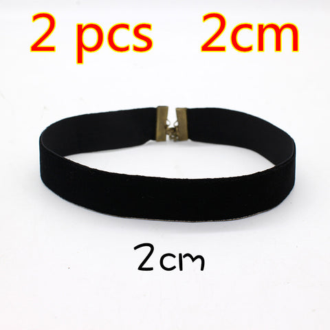 2PCS Punk Ribbon round Black Velvet Choker - gothicstate