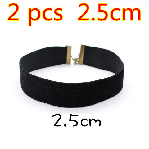 2PCS Punk Ribbon round Black Velvet Choker - gothicstate