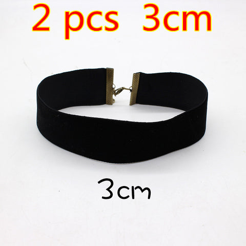 2PCS Punk Ribbon round Black Velvet Choker - gothicstate