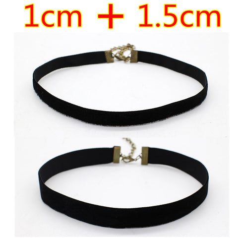 2PCS Punk Ribbon round Black Velvet Choker - gothicstate