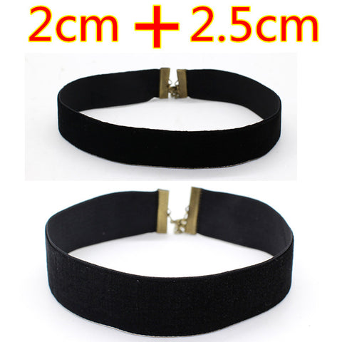 2PCS Punk Ribbon round Black Velvet Choker - gothicstate