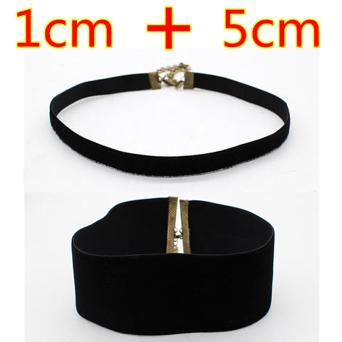 2PCS Punk Ribbon round Black Velvet Choker - gothicstate