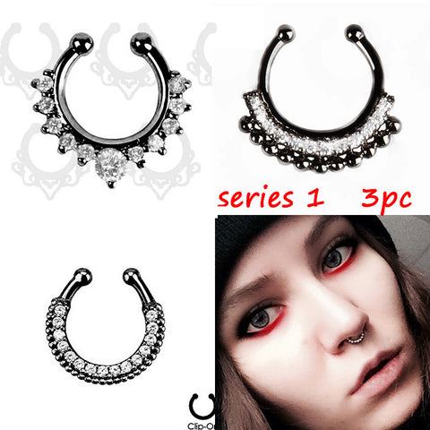 Three Piece Faux Nose Ring Set - gothicstate