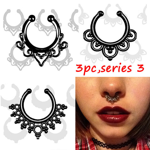 Three Piece Faux Nose Ring Set - gothicstate