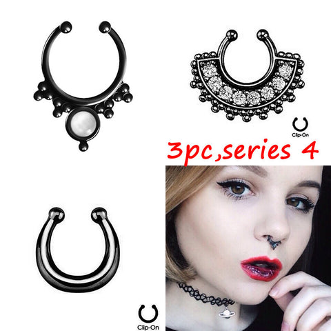 Three Piece Faux Nose Ring Set - gothicstate